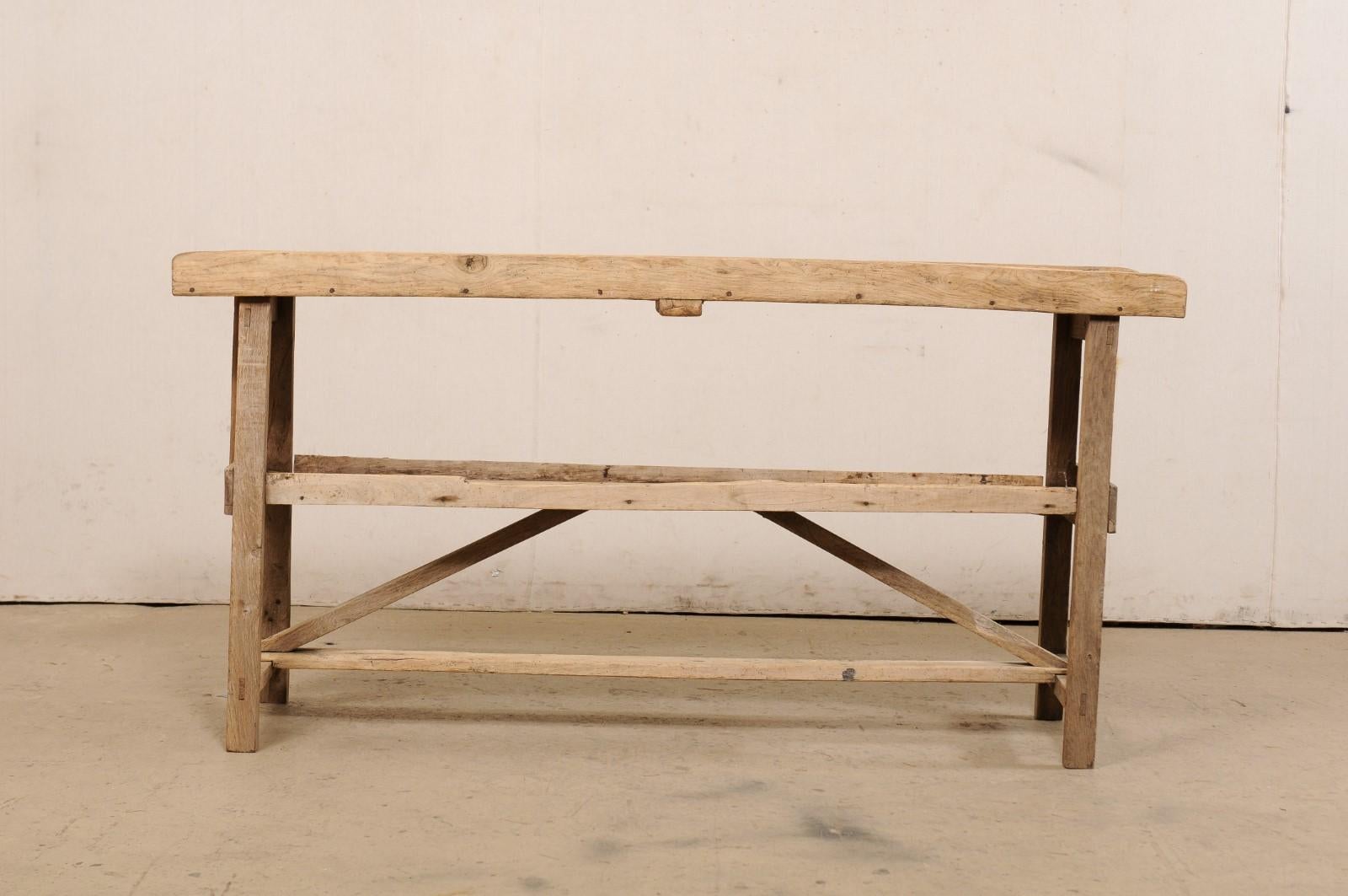 Beautifully Rustic Spanish Two-Tiered Wooden Antique Table For Sale 4