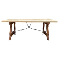 Beech Farmhouse/Refectory Table with Bleached Top
