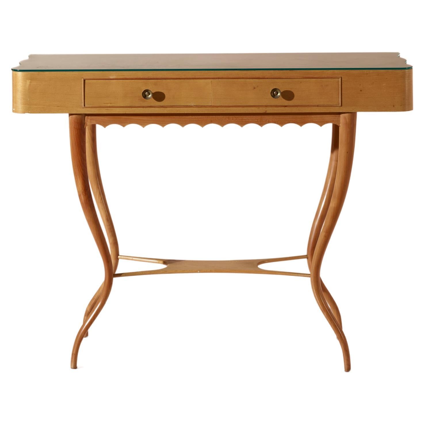 Beechwood Console Table Produced in Chiavari, Italy 1950s