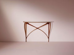 A beechwood suspended console, Italy, 1950s