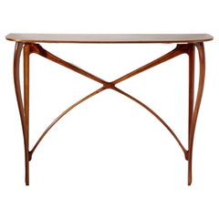 Consola suspendida de madera de haya, Italia, años 50