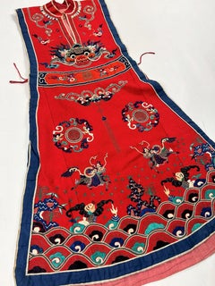 A Beijing Opera vest Chasuble embroidered on red wool twill - China Circa 1920