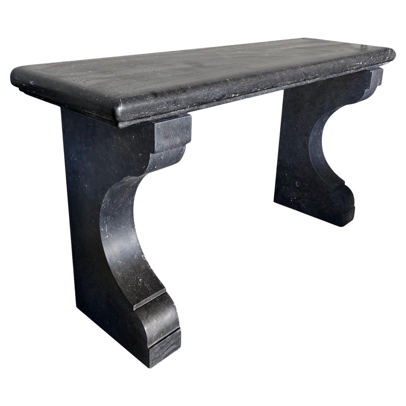 A Belgian Carved Bluestone Neoclassical Style Indoor/Outdoor Wall Console Table For Sale