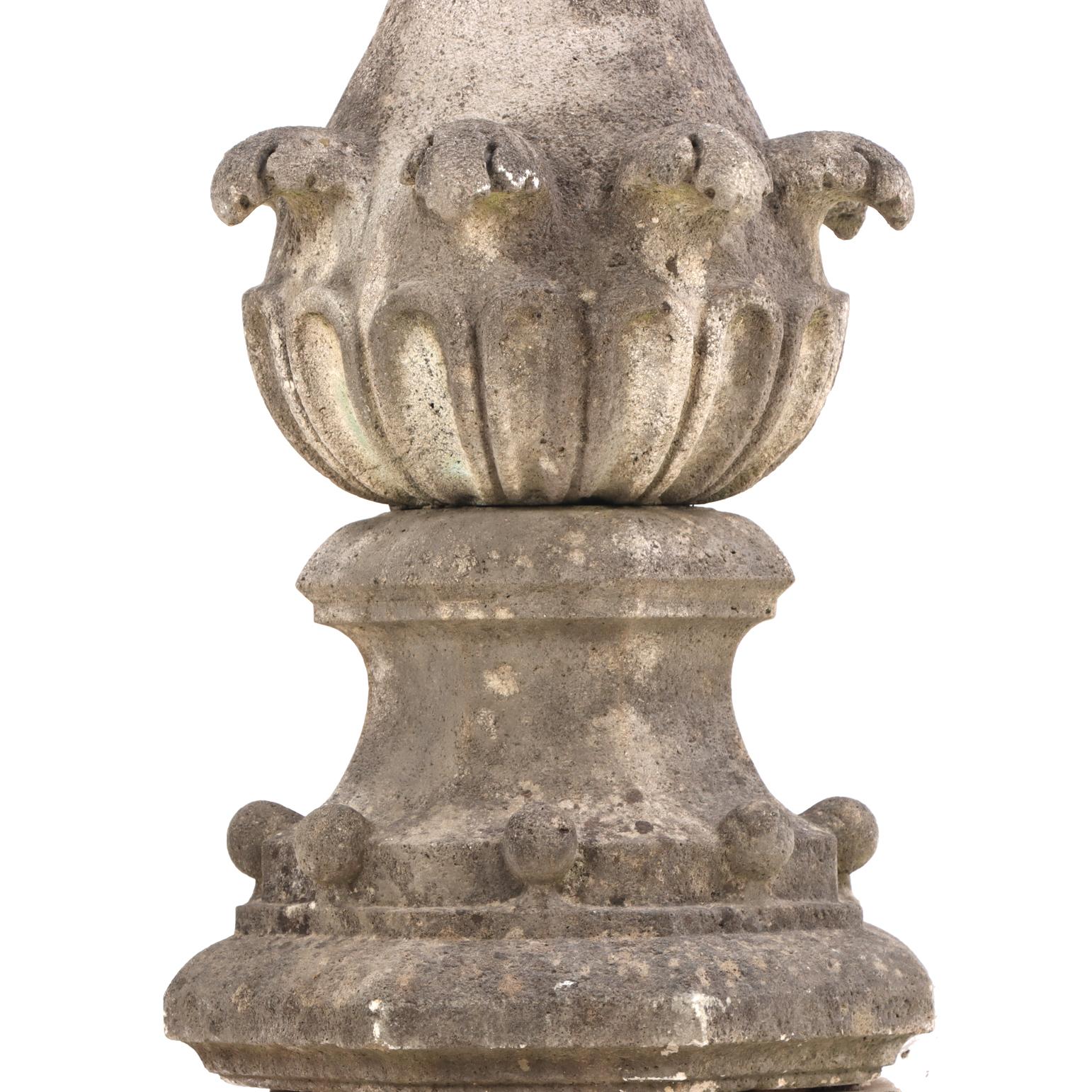 A Belgian carved stone finial, C. 1850. In Good Condition For Sale In Philadelphia, PA