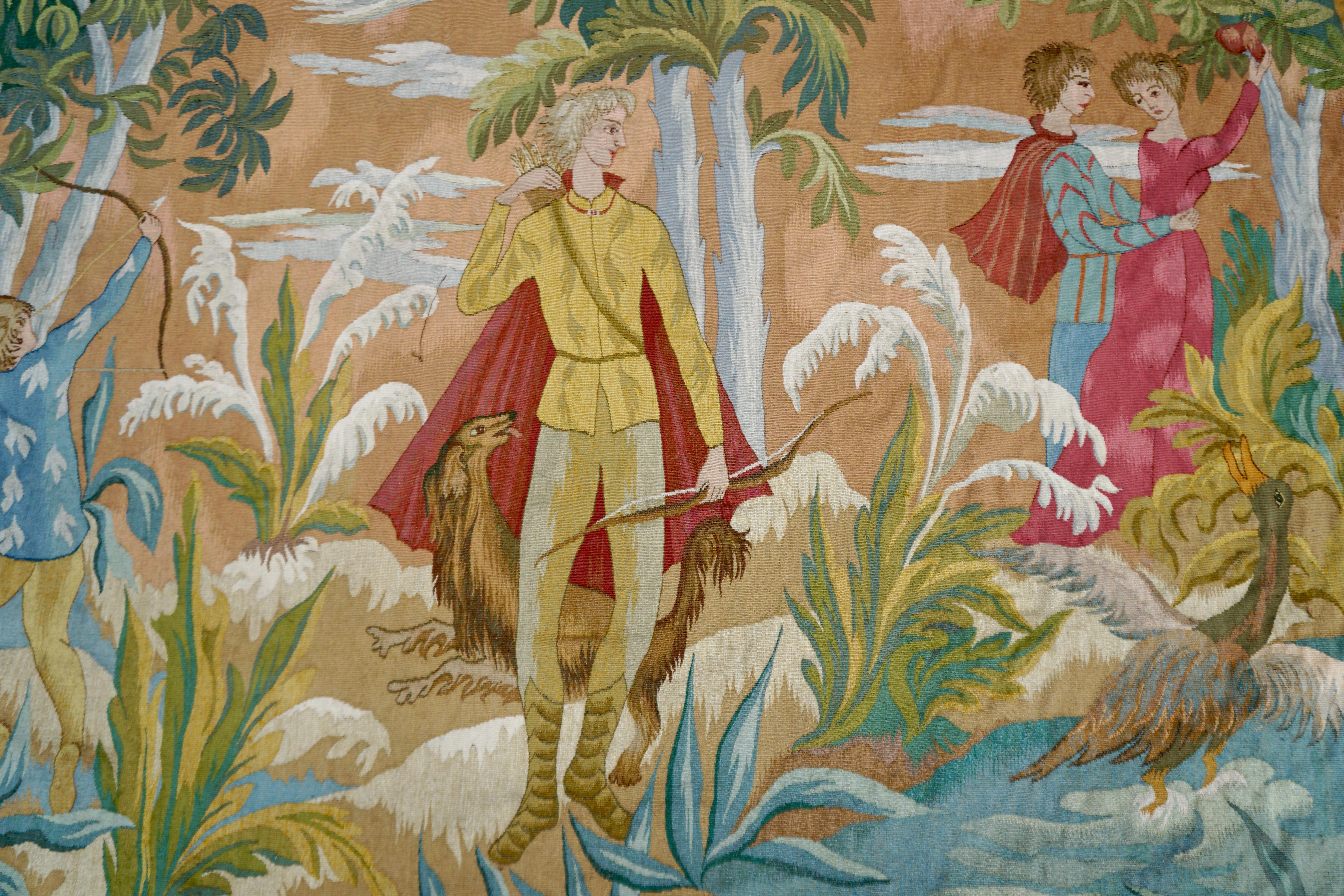 20th Century Belgian Figural Tapestry For Sale