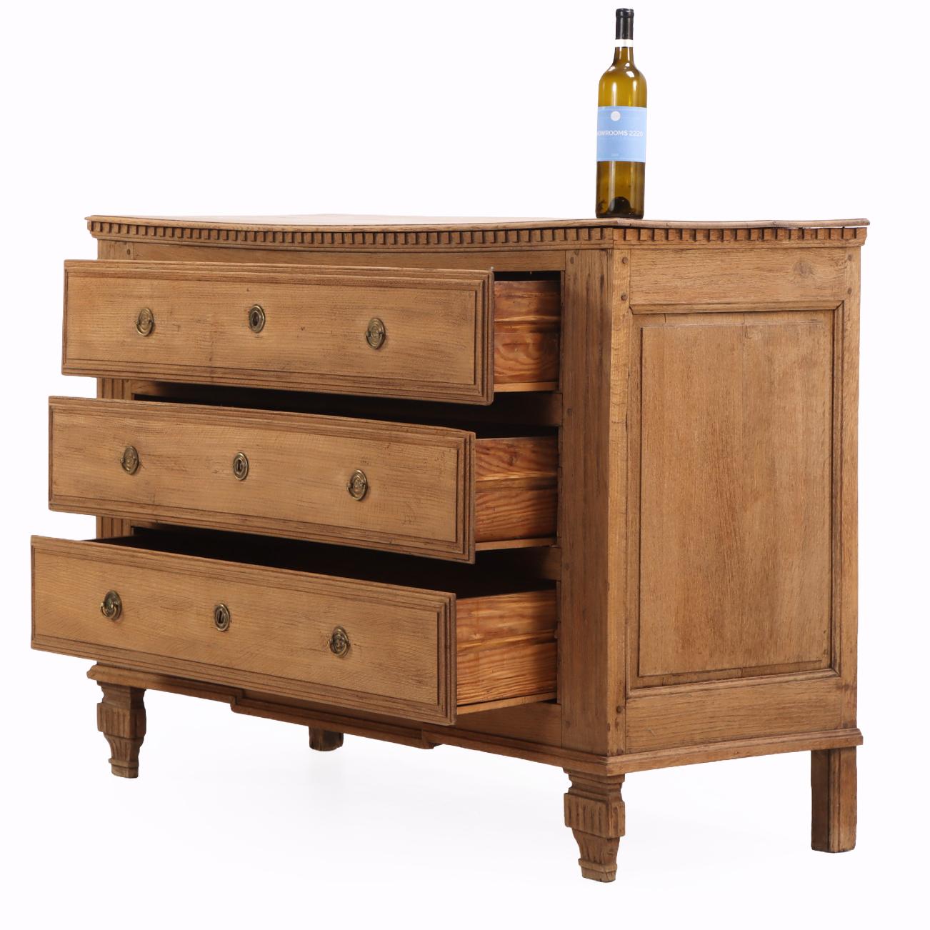 Carved A Belgian Neoclassical style Three-Drawer Oak Commode, C. 1860. For Sale