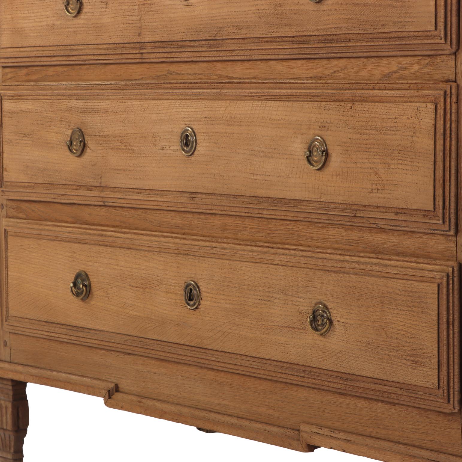 19th Century A Belgian Neoclassical style Three-Drawer Oak Commode, C. 1860. For Sale