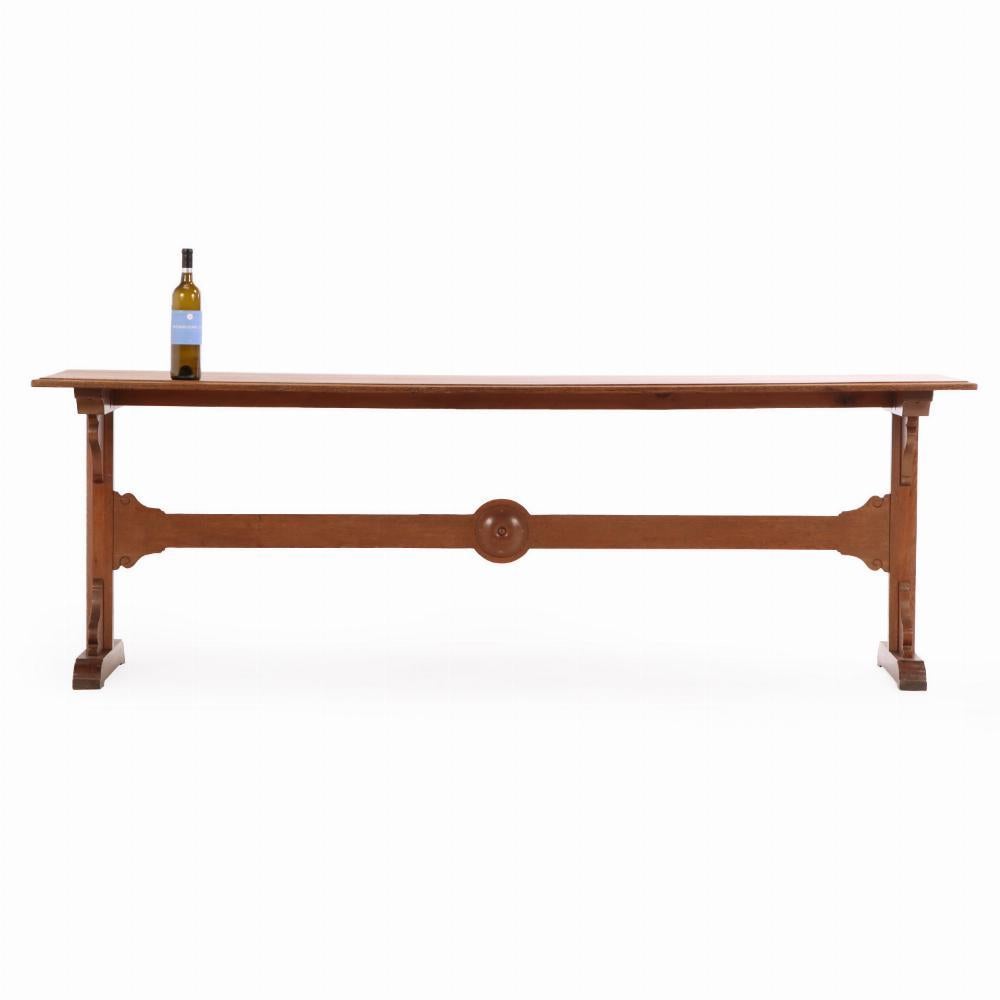 Carved A Belgian Oak Monastery Trestle Table, C. 1880. For Sale