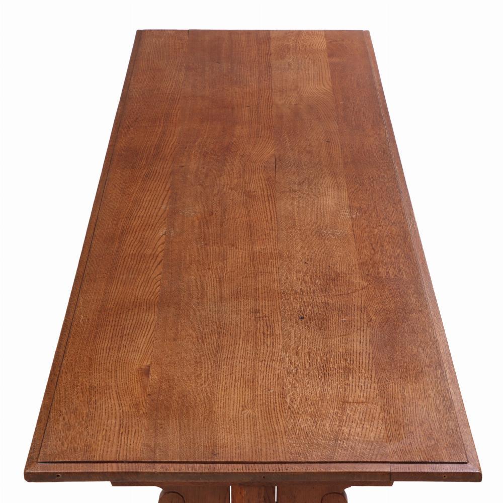 A Belgian Oak Monastery Trestle Table, C. 1880. In Good Condition For Sale In Philadelphia, PA