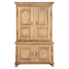 A Belgian Oak, Two-Part Paneled Cupboard, Mid 19th C.