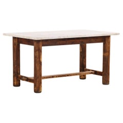 A Belgian Pine Table with White Marble Top, C. 1900.