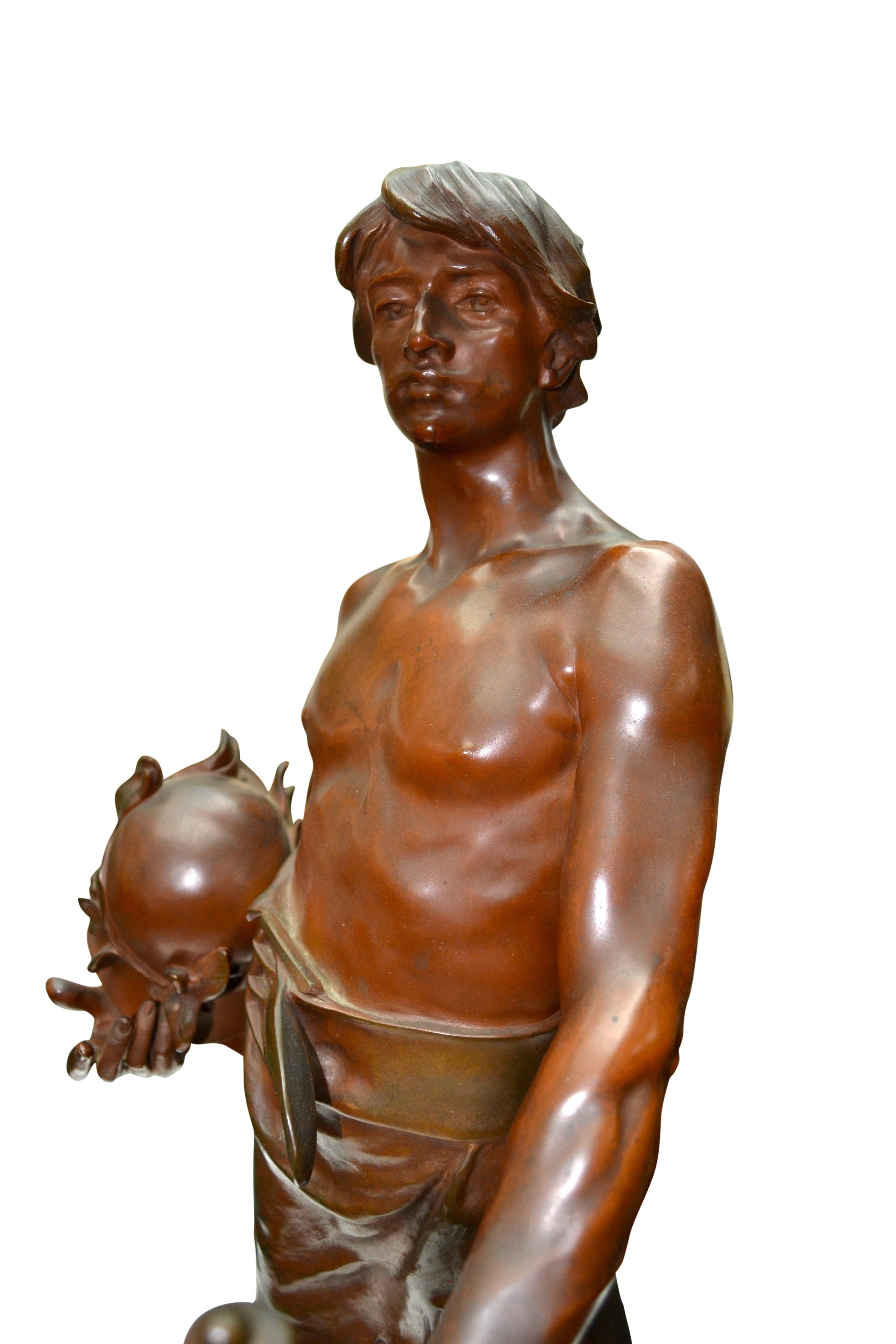 19th Century Belle Époque Bronze Statue Titled 