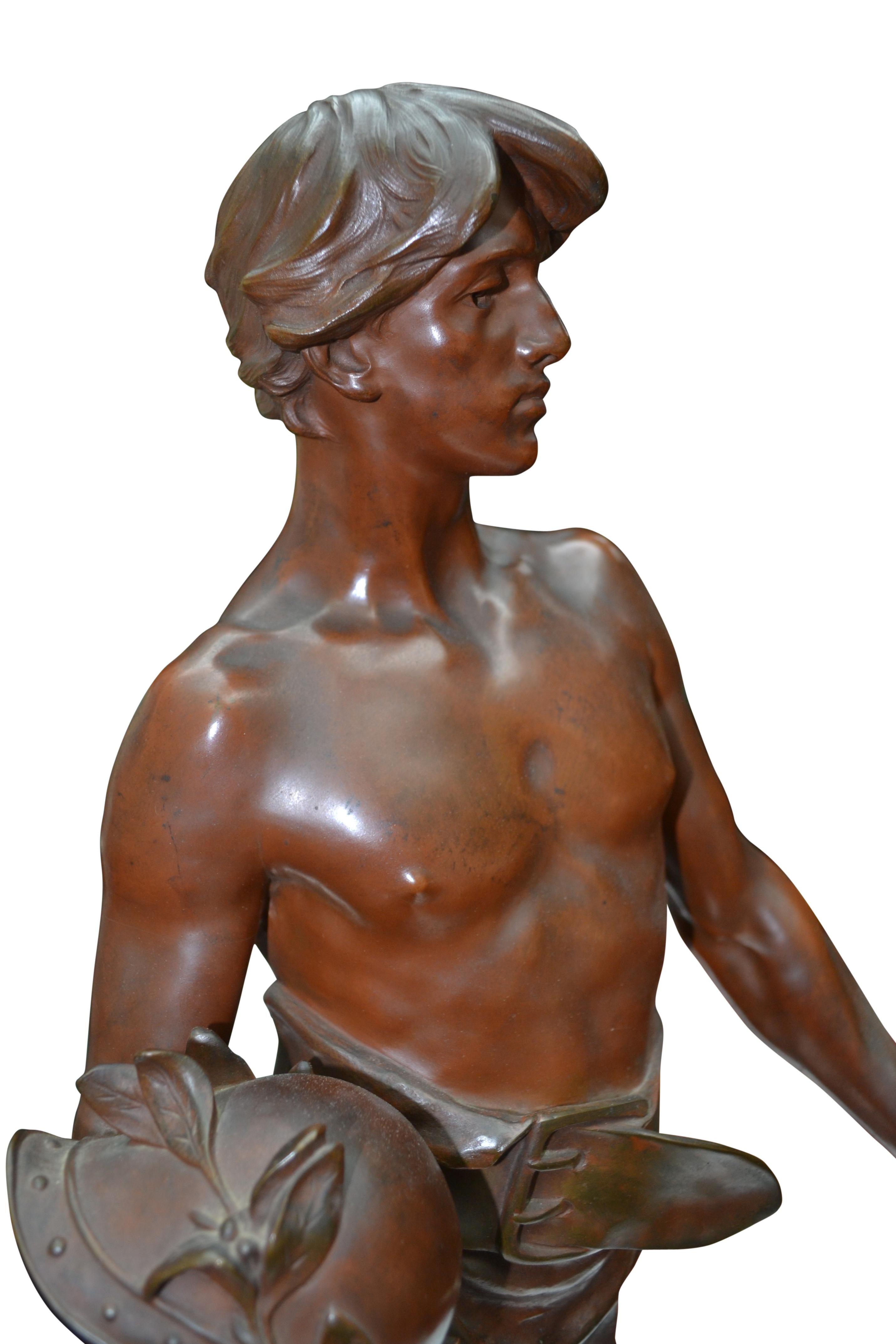 Cast Belle Époque Bronze Statue Titled 
