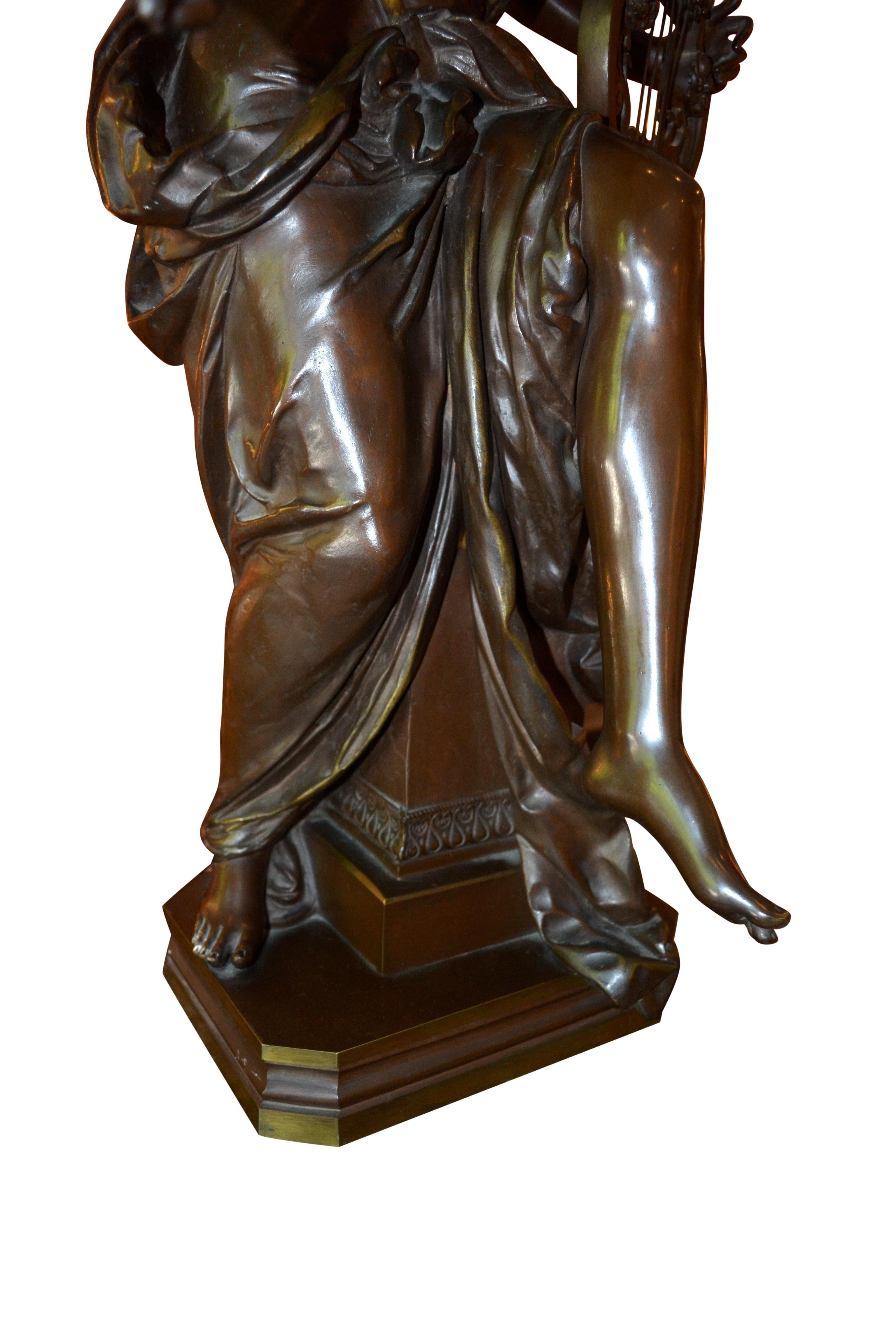 French Belle Époque Bronze Statue Titled 