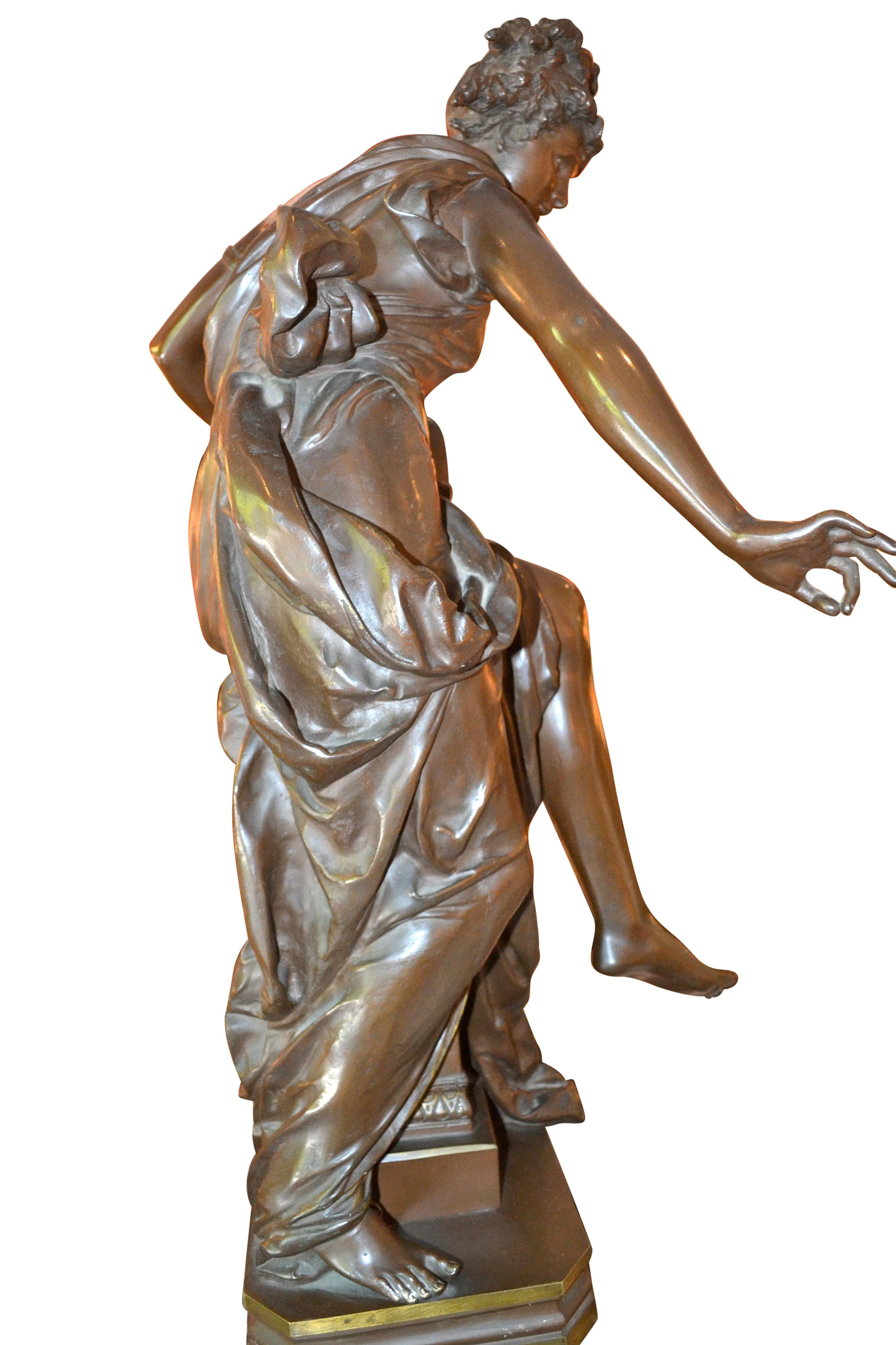 Cast Belle Époque Bronze Statue Titled 