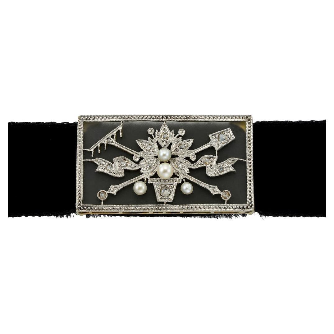 Chocker-Halskette aus Kristall, Diamant und Perle aus der Belle Epoque
