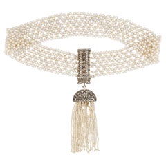 Belle Epoqué Diamond and Seed Pearl Choker French, circa 1910