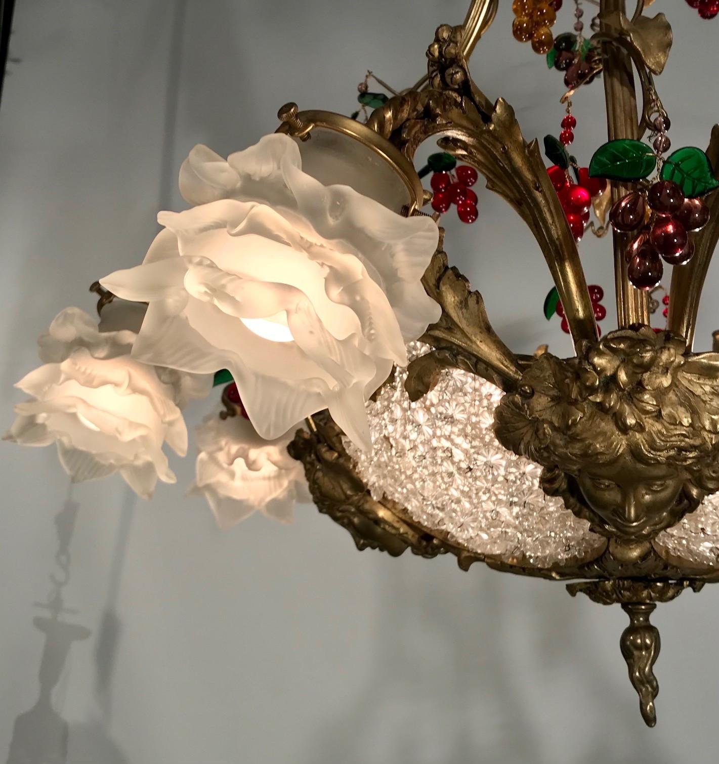 A Belle Epoque Eight Arm Chandelier Modelled with Dionysis/Bacchus Masks  For Sale 5