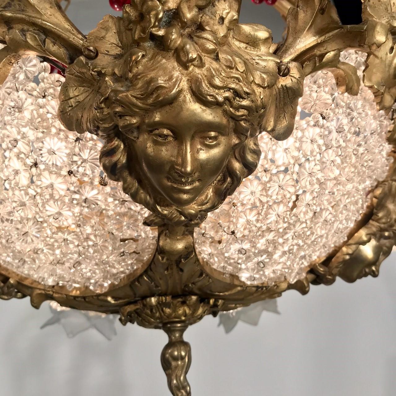 A Belle Epoque Eight Arm Chandelier Modelled with Dionysis/Bacchus Masks  For Sale 8