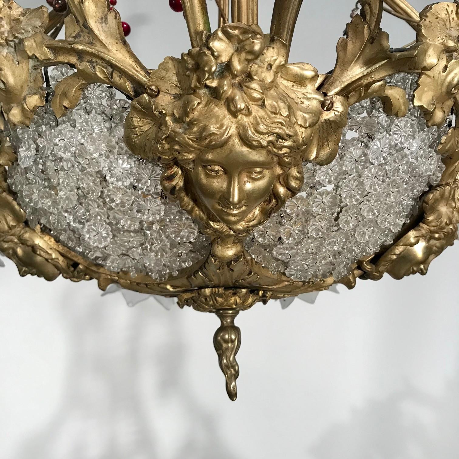20th Century A Belle Epoque Eight Arm Chandelier Modelled with Dionysis/Bacchus Masks  For Sale