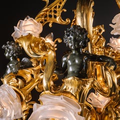 Belle Epoque Gilt and Patinated Bronze Twenty-One Light Chandelier