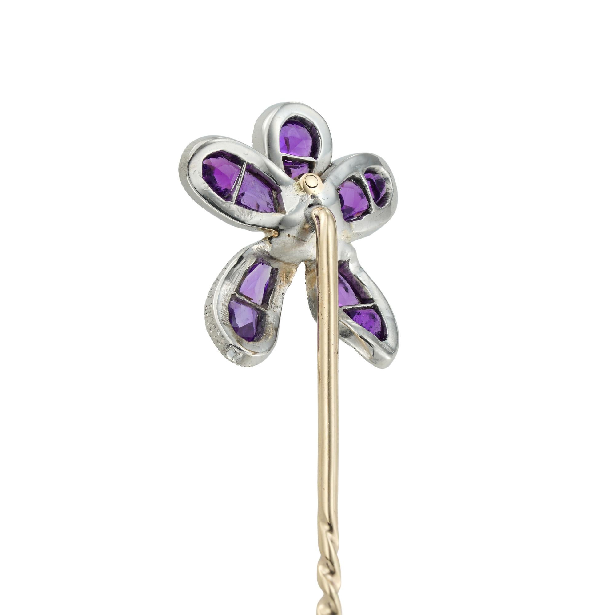 Mixed Cut A Belle Époque Iris Stickpin By Lacloche For Sale
