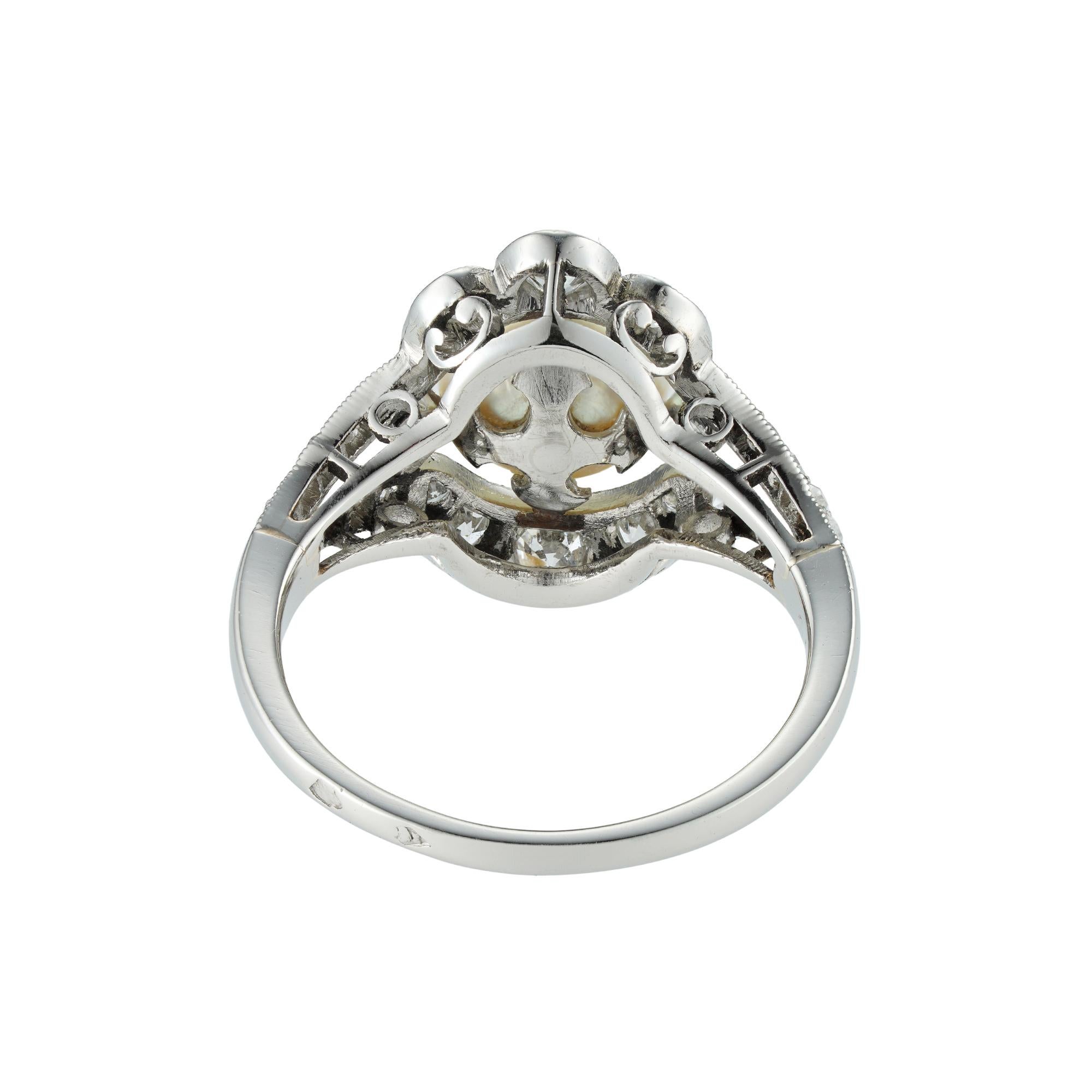 Round Cut Belle Époque Natural Pearl and Diamond Ring For Sale