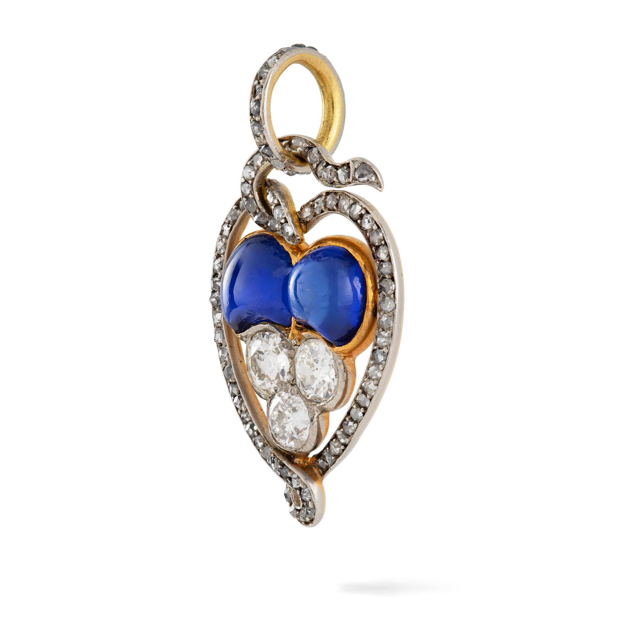 Old European Cut Belle Époque Sapphire and Diamond Pendant