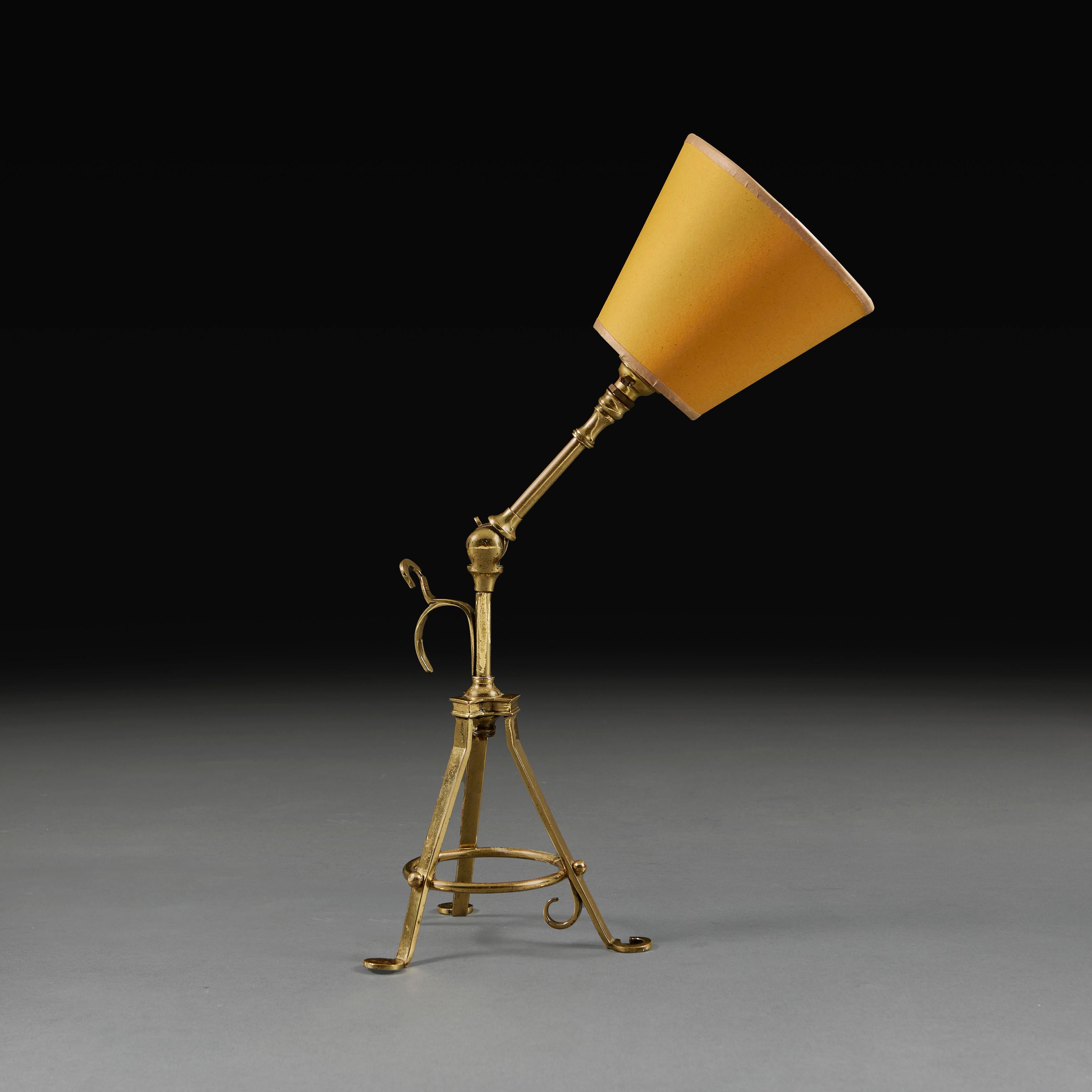 English A Benson Brass Tripod Lamp For Sale