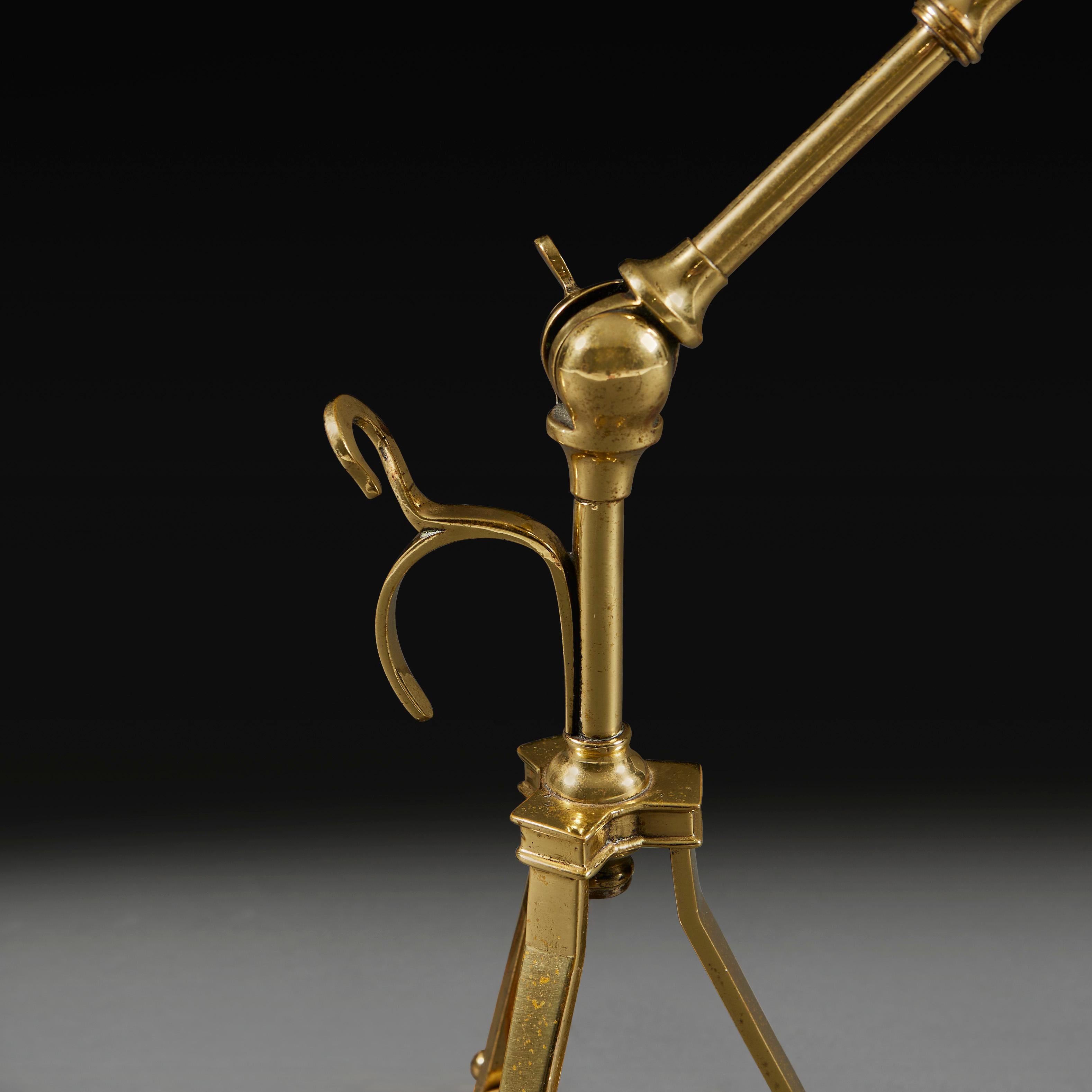 19th Century A Benson Brass Tripod Lamp For Sale