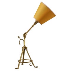 Antique A Benson Brass Tripod Lamp