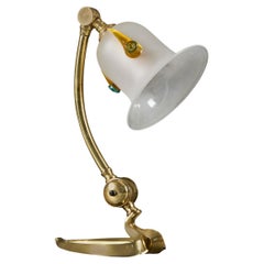 Antique A Benson Brass Desk Lamp With A Murano Glass Shade