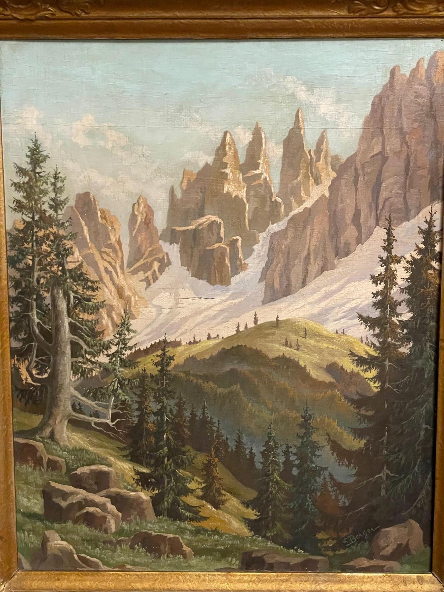 Alpine Winter, Bavaria - Painting by A. Berger