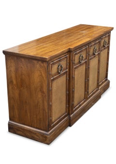 Faux Bamboo Cane And Brass Handled Sideboard by American of Martinsville