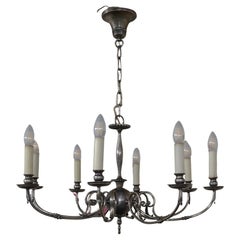 Antique A Berlin Deko Eight Light Chandelier Made of a Silver Toned Alloy
