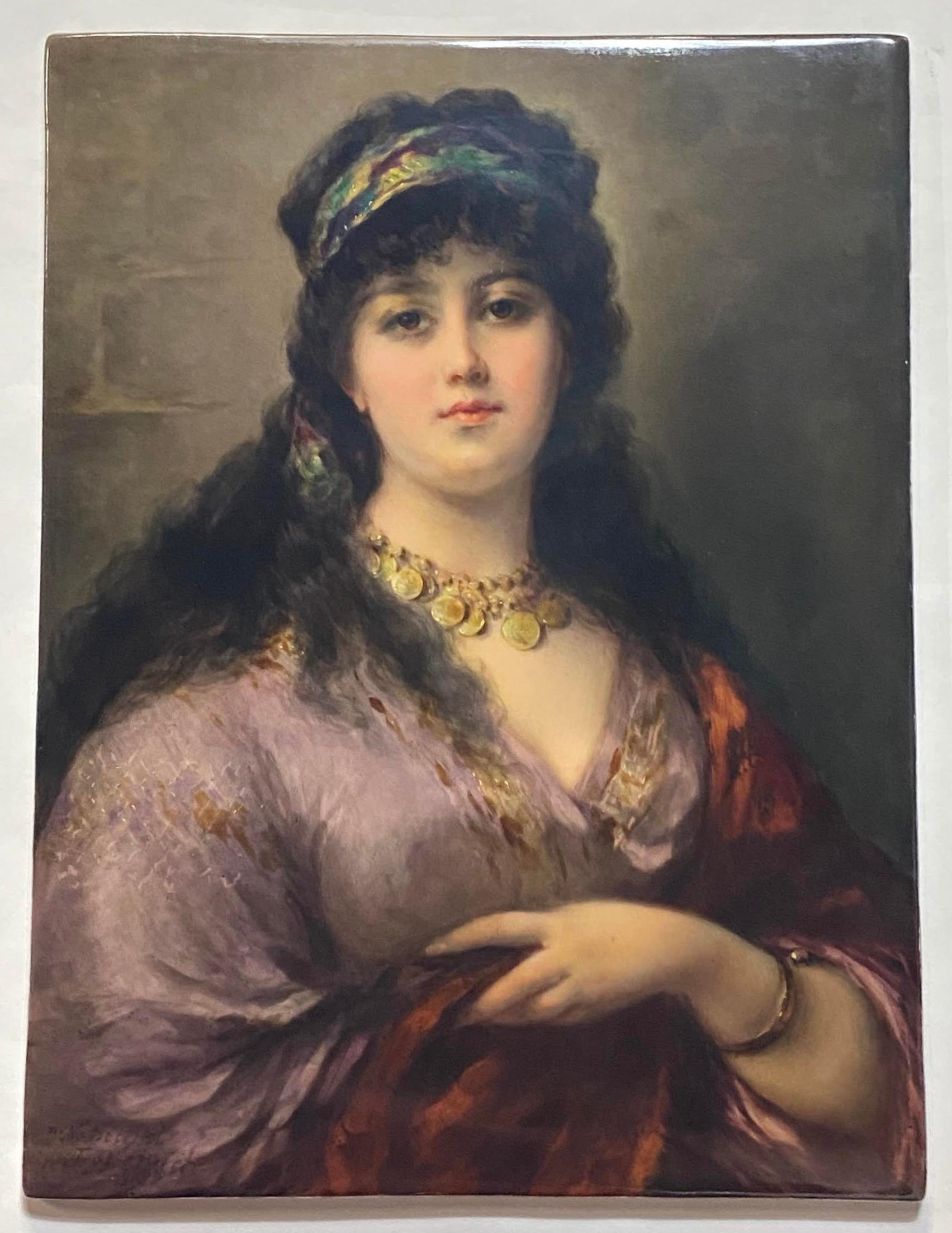 A Berlin KPM Hand Painted Porcelain Plaque - Biancchina 'The Gipsy Queen' 2