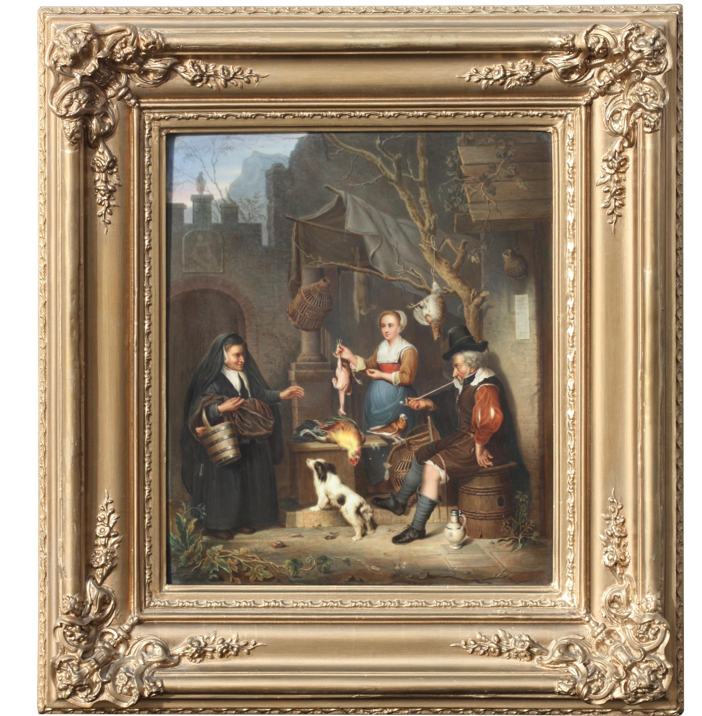 A Berlin 'K.P.M.' Porcelain Plaque, circa 1880 Painted with a Tavern Scene For Sale 3