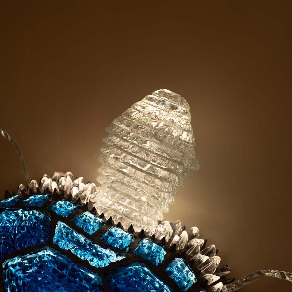 A Bespoke Blue lighting Glass Turtle sculpture by Campanella For Sale 1