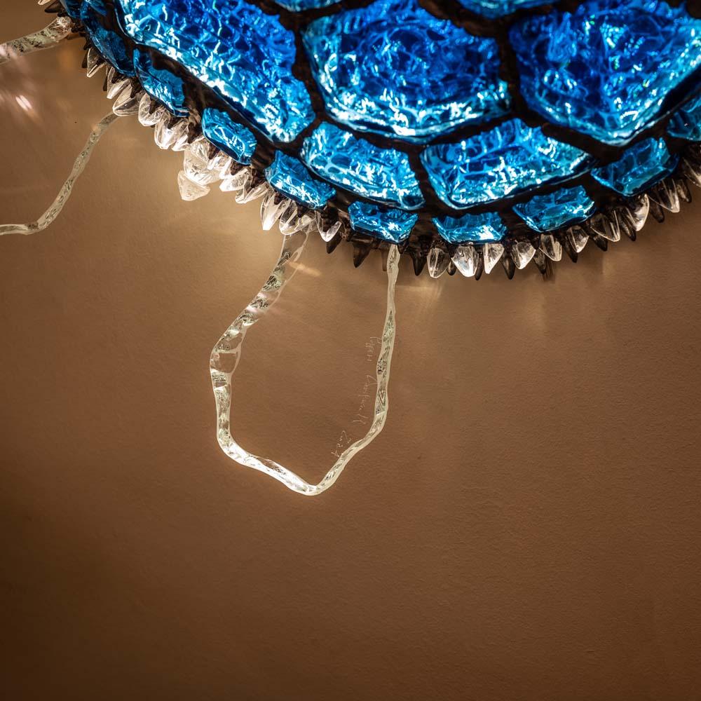 A Bespoke Blue lighting Glass Turtle sculpture by Campanella For Sale 2