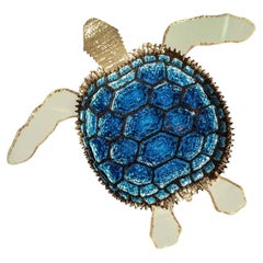 A Bespoke Blue lighting Glass Turtle sculpture by Campanella