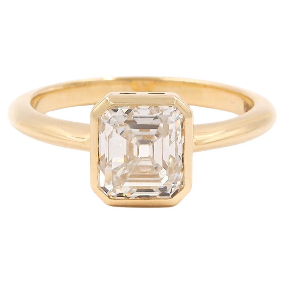A Bespoke GIA 2.09 Carat Vintage Emerald Cut Diamond Solitaire Engagement Ring For Sale