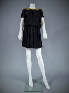 Schwarzes besticktes Minikleid von Biba, CIRCA 1970-1980