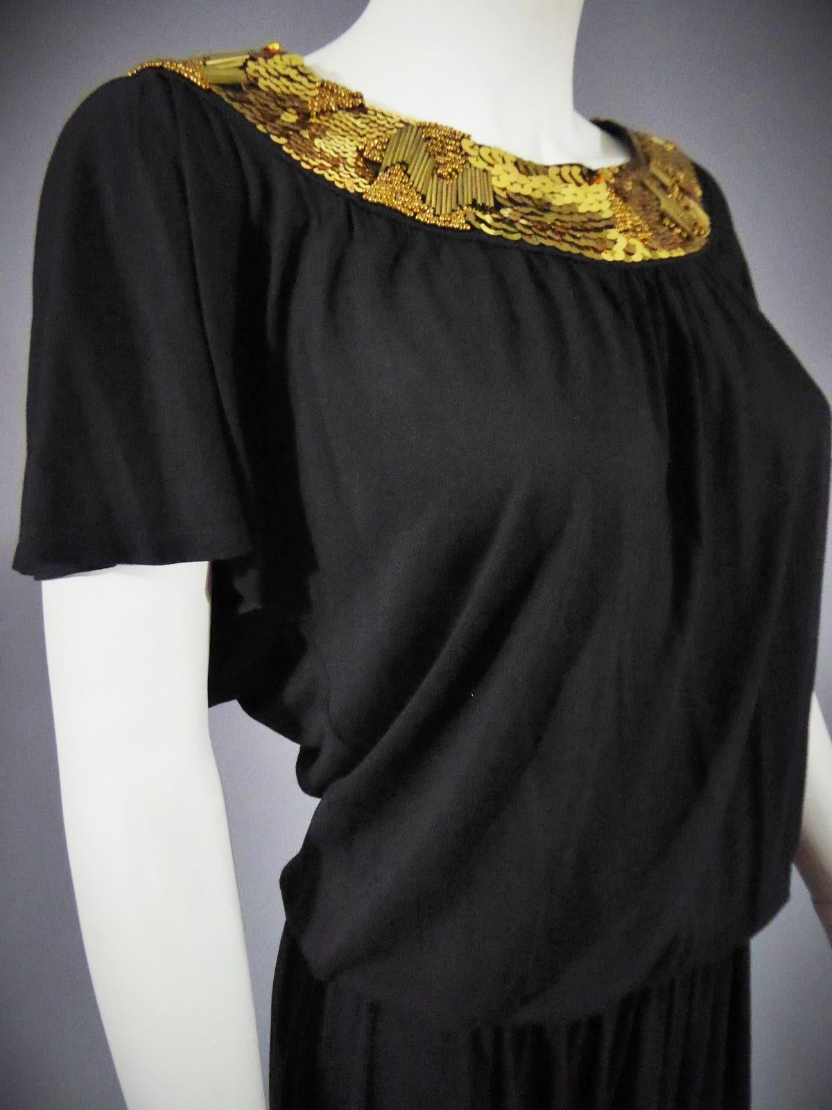 A Biba black embroidered mini Dress, Circa 1970-1980 In Good Condition For Sale In Toulon, FR