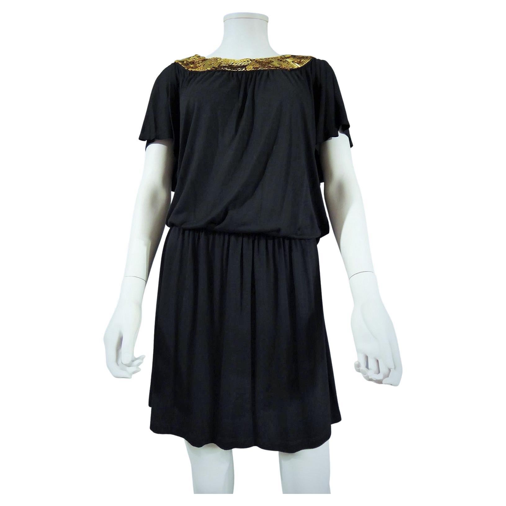 A Biba black embroidered mini Dress, Circa 1970-1980 For Sale