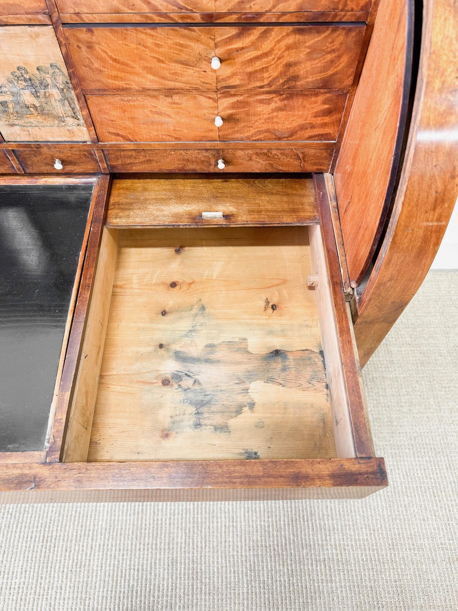 Antikes Biedermeier-Schreibzylinder-Büro/Schreibtisch mit Schubladen um 1880 im Angebot 10