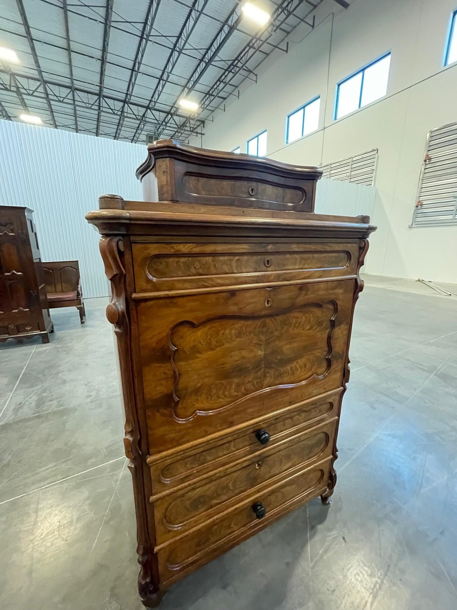 A Biedermeier Chest with Secretaire Circa 1850 For Sale 11