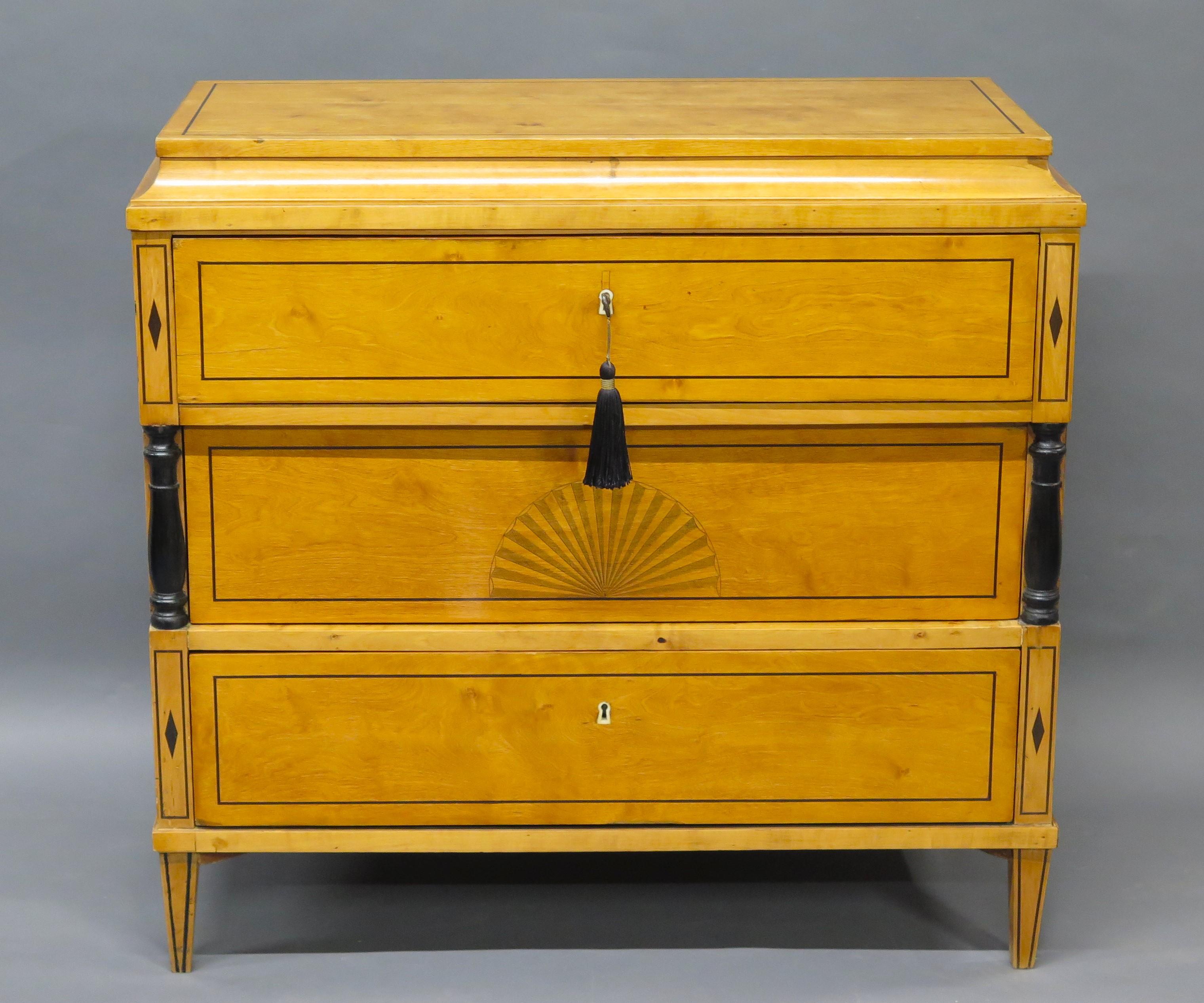 A Biedermeier Inlaid Commode First Half 19th C. For Sale 11