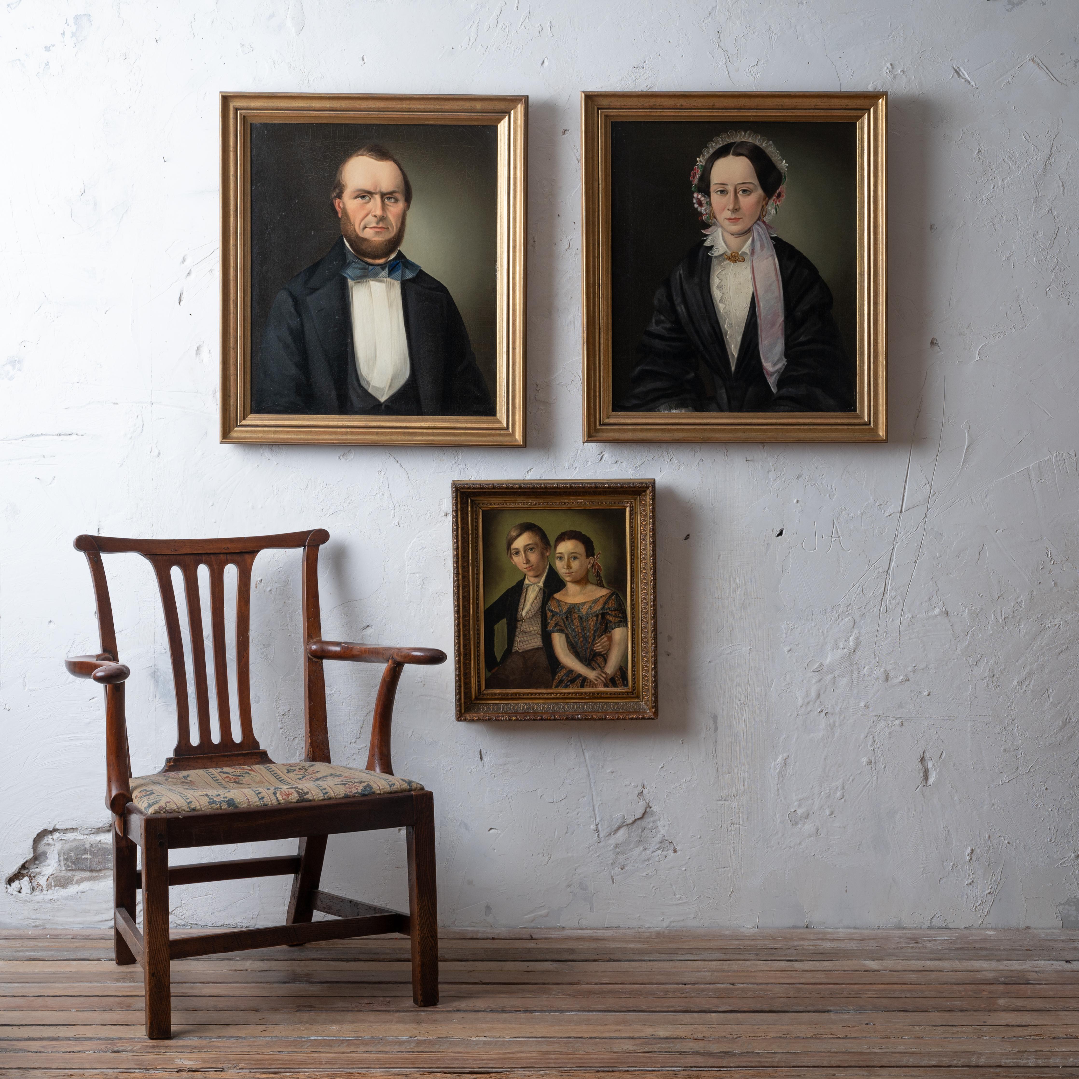 A Biedermeier Portrait Of Children by Robert Schwedler, 1845 In condizioni buone in vendita a Savannah, GA