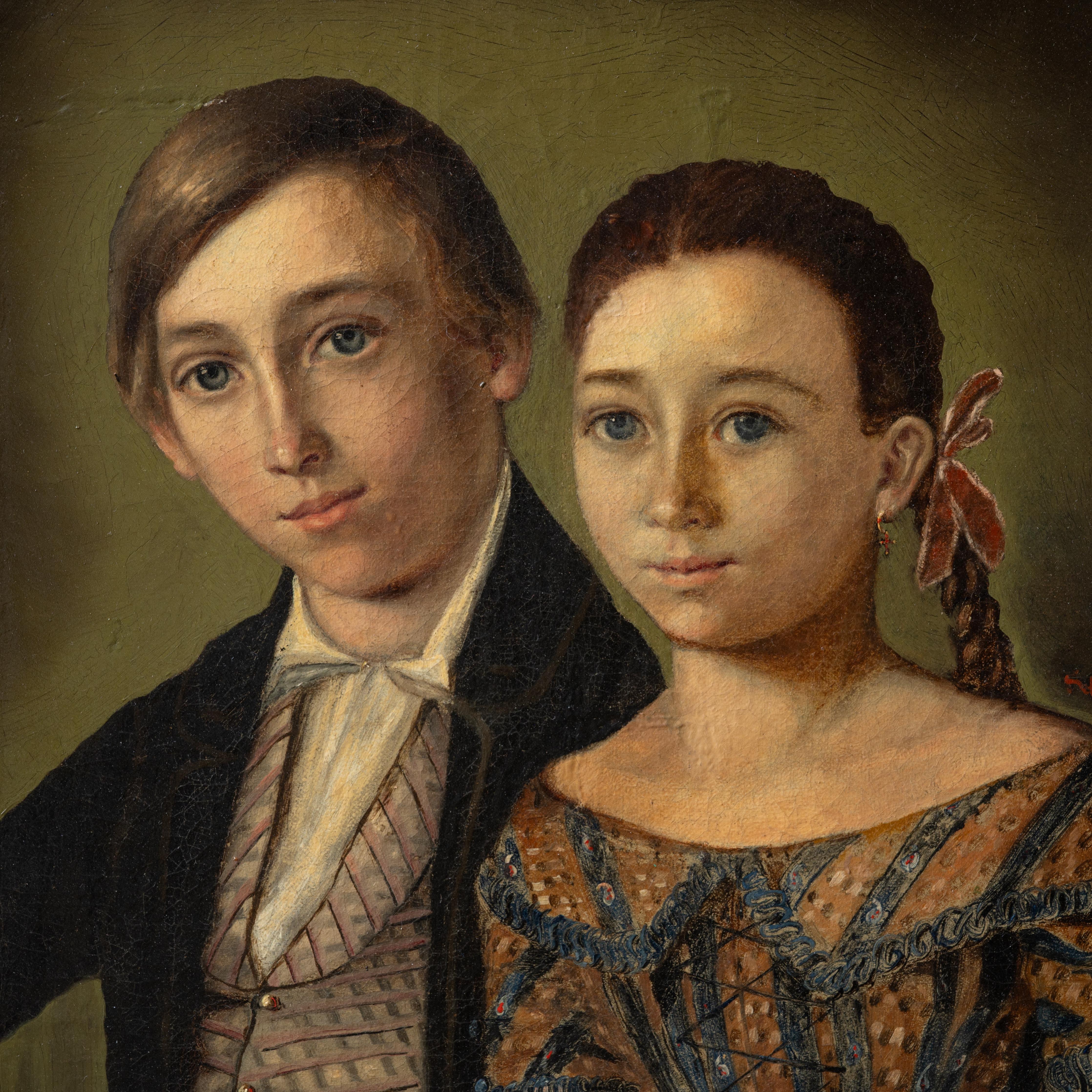 A Biedermeier Portrait Of Children by Robert Schwedler, 1845 in vendita 1