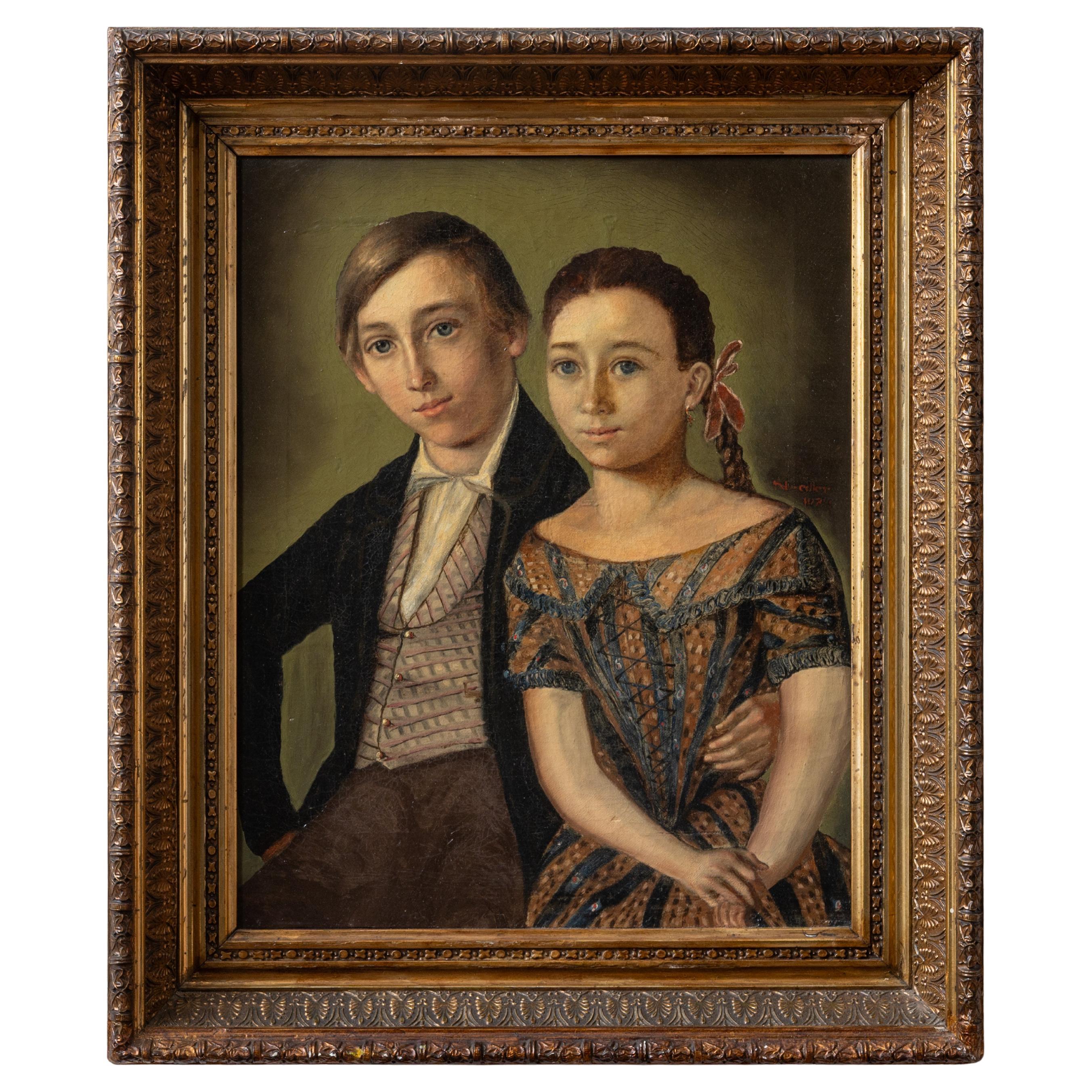 A Biedermeier Portrait Of Children by Robert Schwedler, 1845